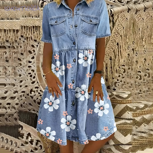 Maribel™ Denim Flower Dress