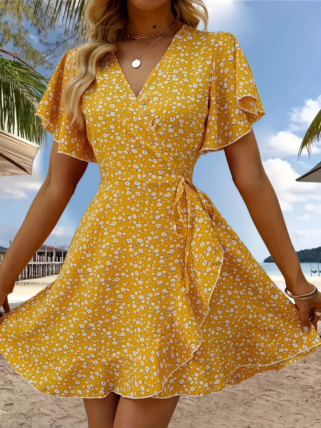 Modern™ Amy Floral Print V-neck Dress