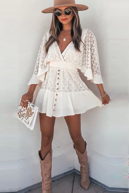 Laylia™ Lace V-Neck Mini Dress