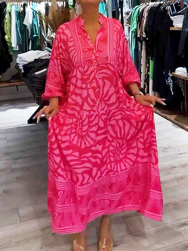 Finella™  V-Neck Printed Loose Dress