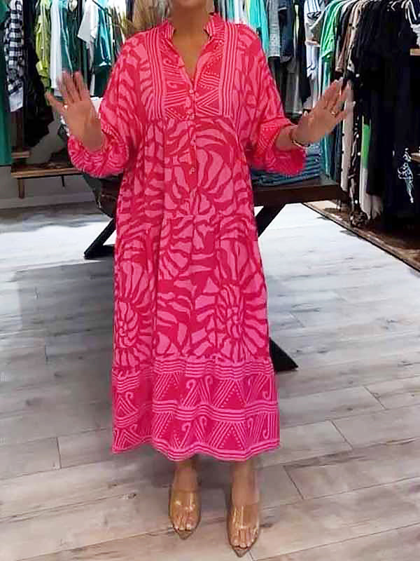 Finella™  V-Neck Printed Loose Dress