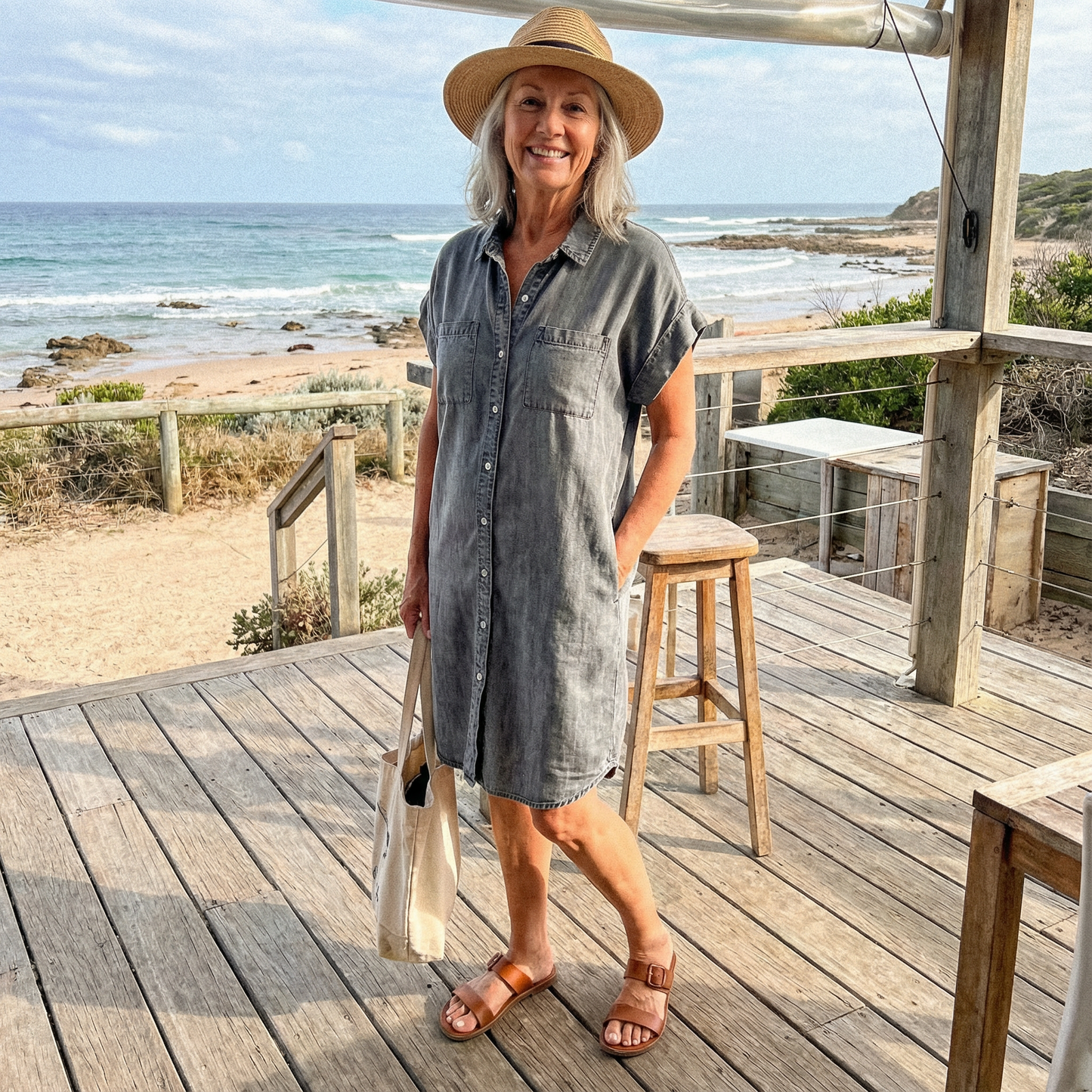 Natalie™ Casual Denim Print Dress