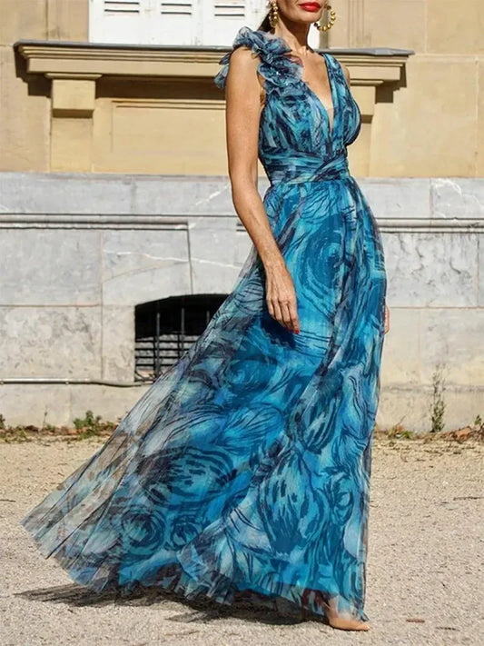 Clarissa™  Peacock Blue Maxi Dress