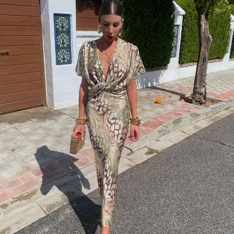 Karine™  Twisted Maxi Dress with V-Neck