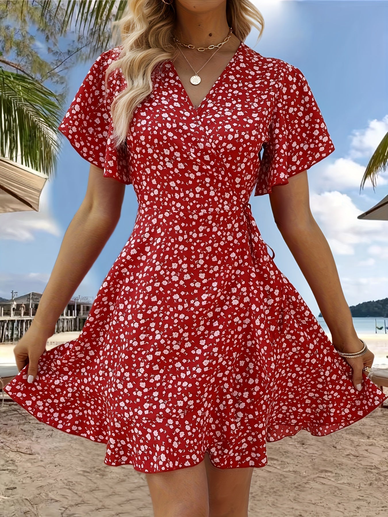 Modern™ Amy Floral Print V-neck Dress
