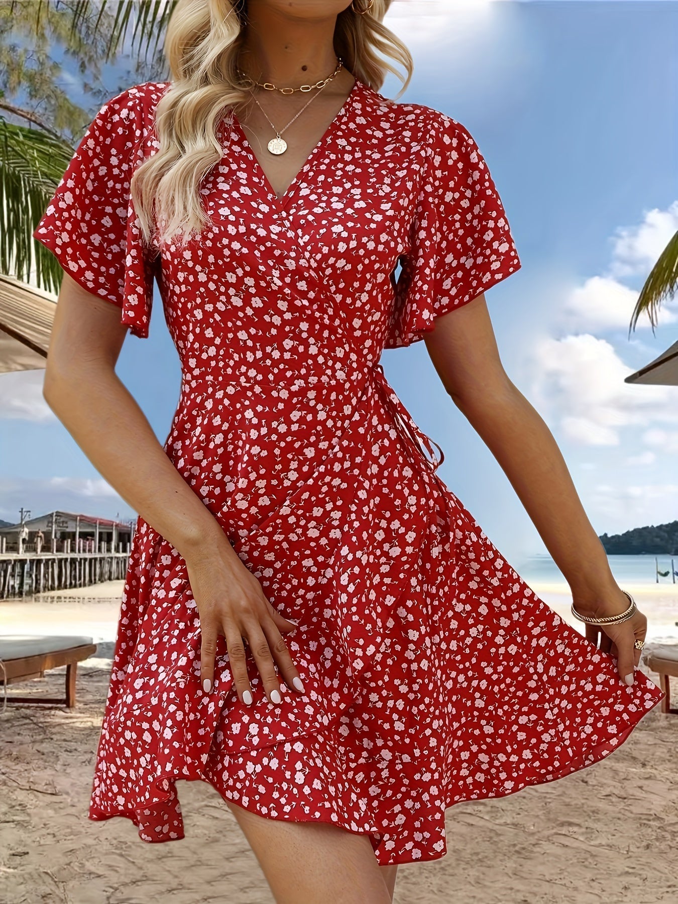 Modern™ Amy Floral Print V-neck Dress