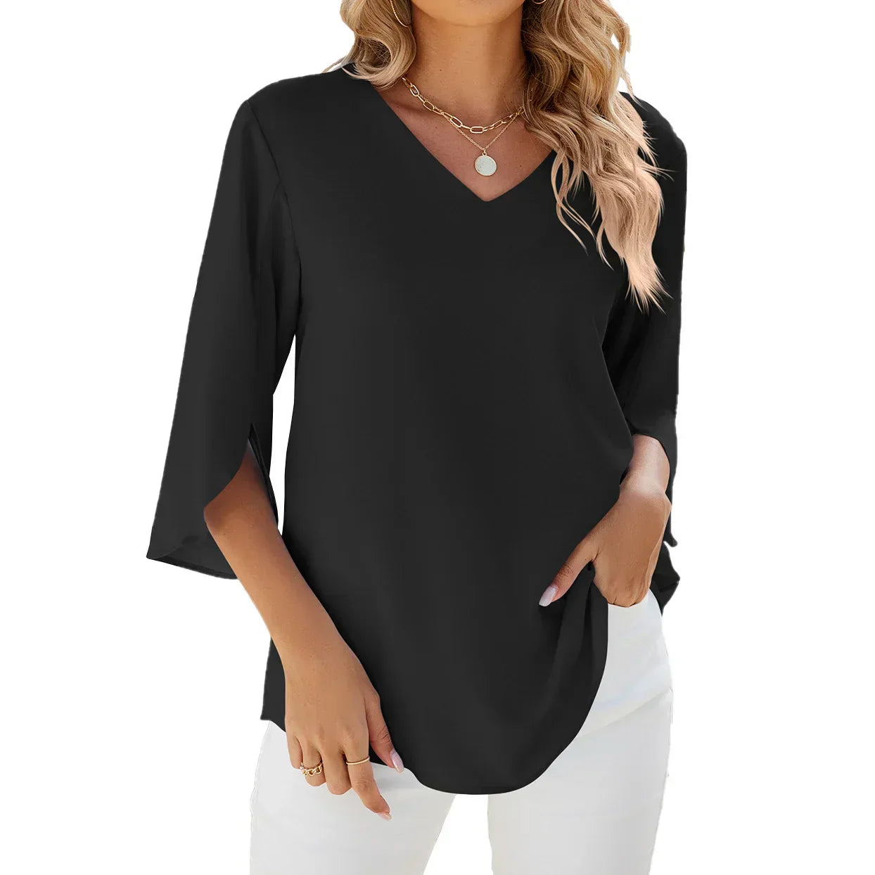 Jadzia™  Relaxed V-neck Blouse