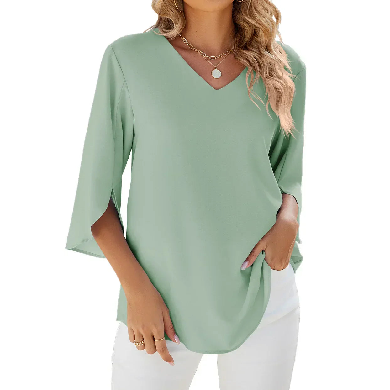 Jadzia™  Relaxed V-neck Blouse